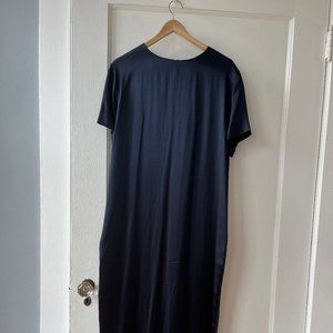 NAVY SILK MAXI DRESS